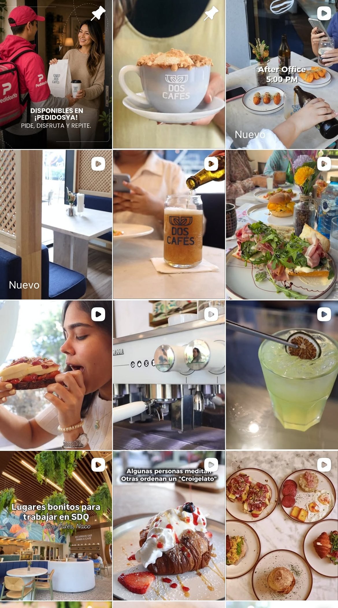 Feed de Instagram de Dos Cafés