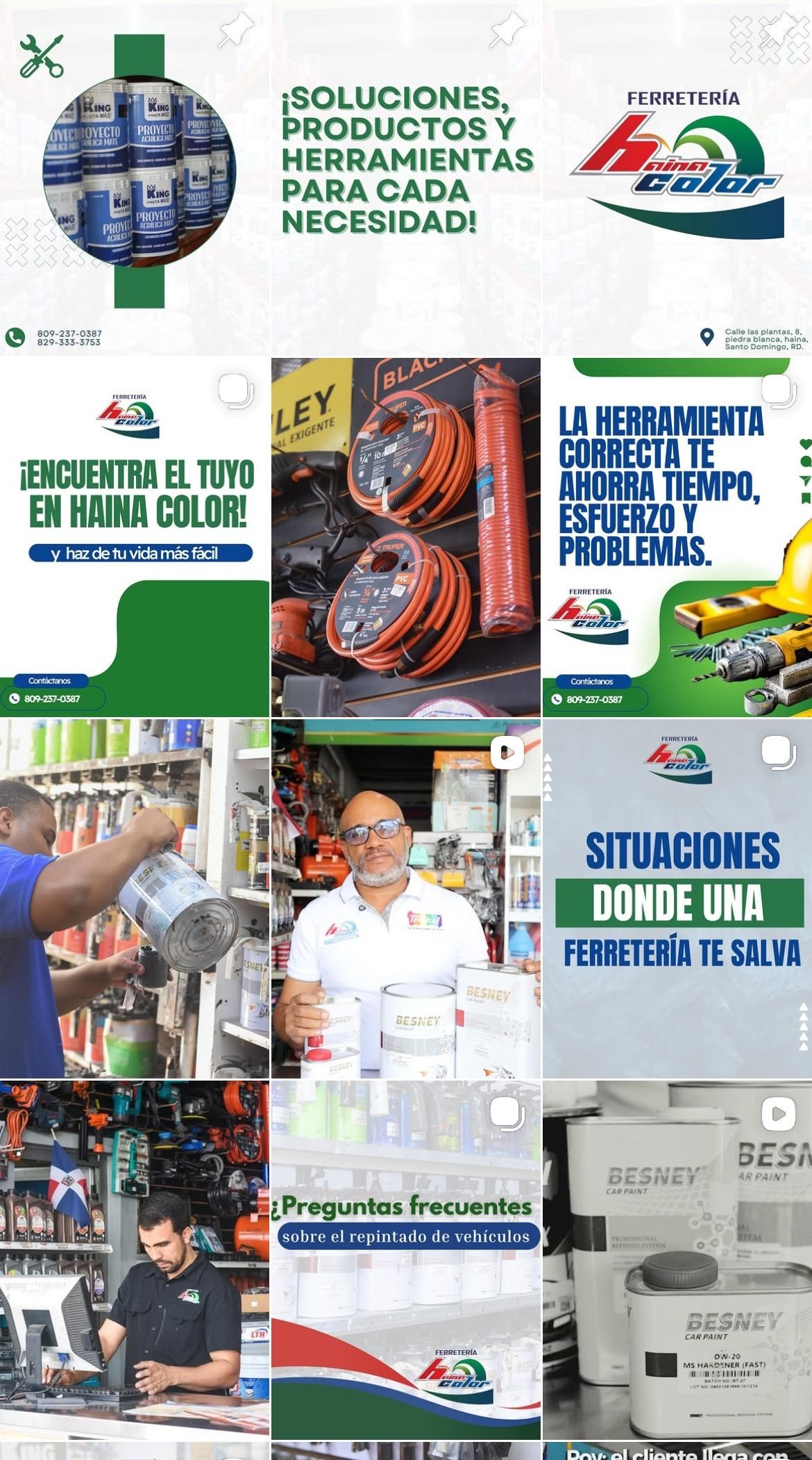 Feed de Instagram de Ferretería Haina Color