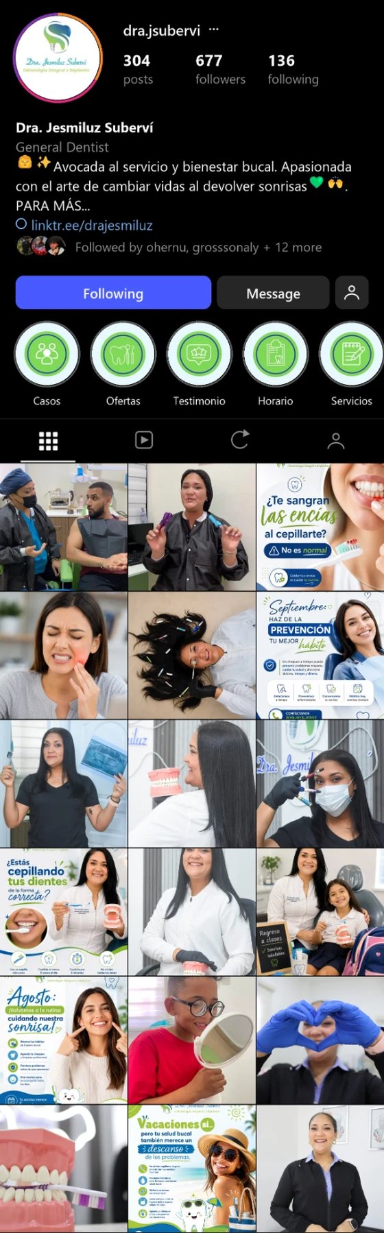 Feed de Instagram de Dra. Jesmiluz Suberví