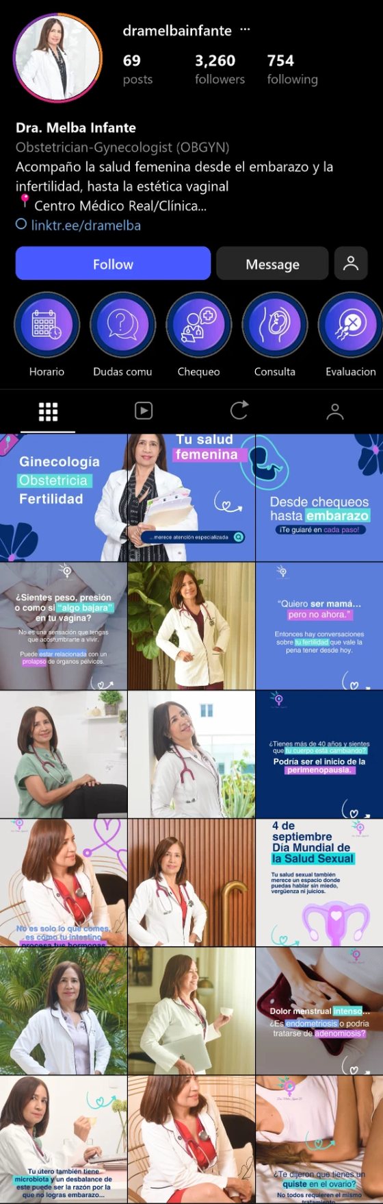 Feed de Instagram de Dra. Melba Infante
