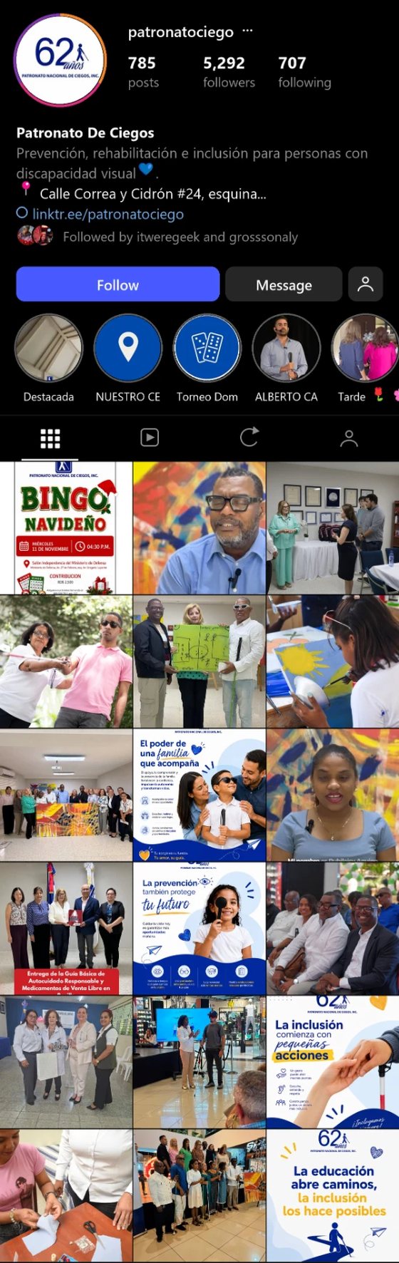 Feed de Instagram de Patronato De Ciegos