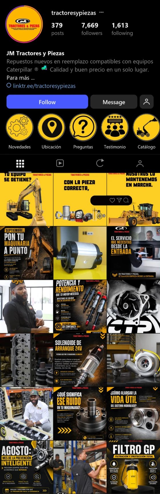 Feed de Instagram de JM Tractores y Piezas