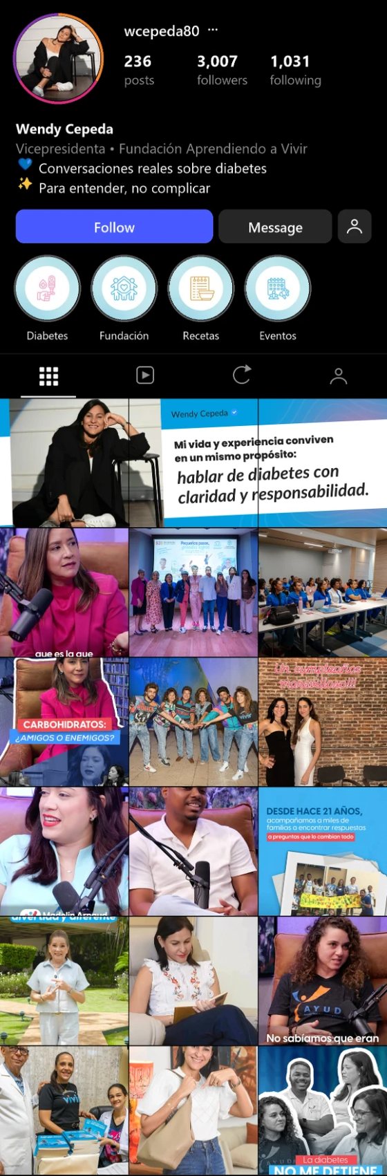 Feed de Instagram de Wendy Cepeda