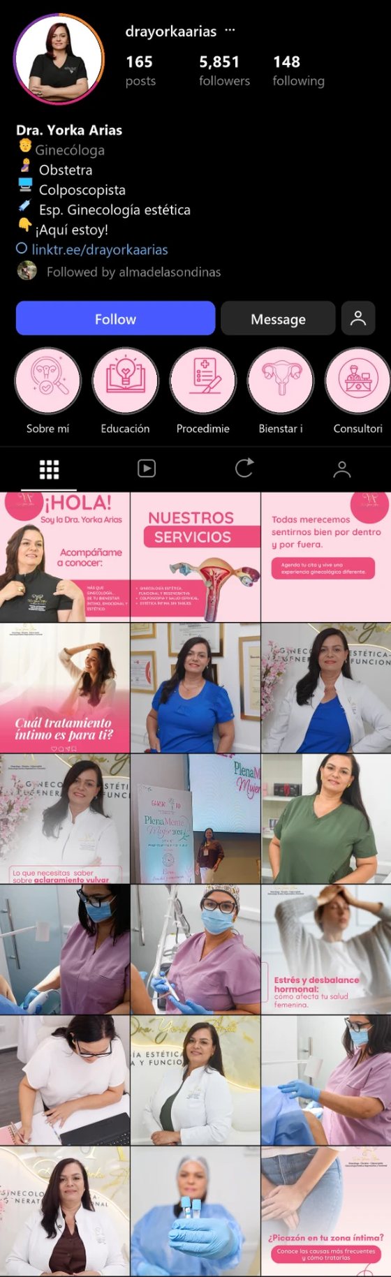 Feed de Instagram de Dra. Yorka Arias